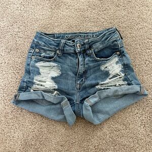 American Eagle Outfitters Distressed Blue Jean Shorts